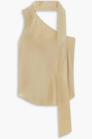 Ralph Lauren Asymmetrisches Oberteil aus Satin zum Binden - Neutral - US 12