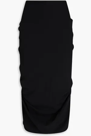 DRIES VAN NOTEN Midirock aus Twill aus einer Wollmischung mit Raffungen - - FR 40