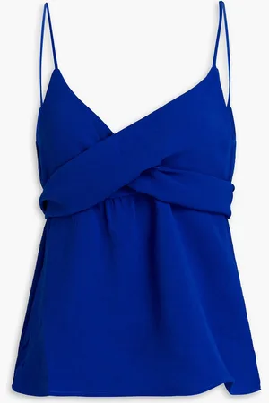 Bash Gerafftes Oberteil aus Crêpe mit Twist-Detail und Bindedetail hinten - Blau - 0