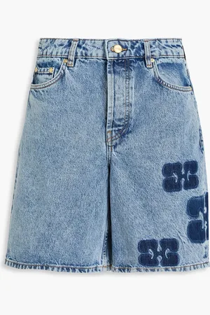 Ganni Jeansshorts mit Logoprint - Blau - 32