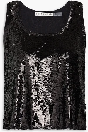 ALICE+OLIVIA Alice Olivia - Avril Oberteil aus Mesh mit Pailletten - - S