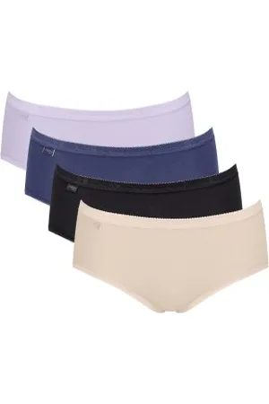 Sloggi 4P Basic Plus Midi Color Blau/Lila Baumwolle 38 Damen