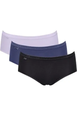 Sloggi 3P Basic Plus Midi Colored Schwarz/Blau Baumwolle 38 Damen