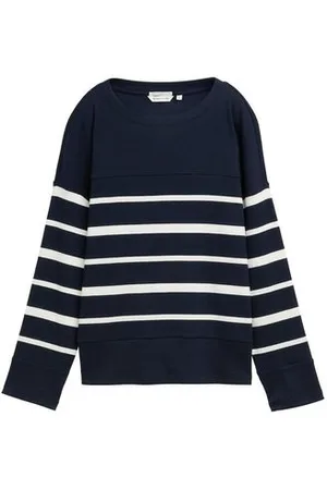 TOM TAILOR Damen Ripp Langarmshirt mit Streifenmuster