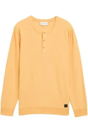TOM TAILOR Herren Henley Strickpullover aus Baumwolle