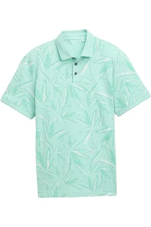 TOM TAILOR Herren Piqué Poloshirt mit Palmen-Print