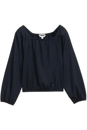 TOM TAILOR Mädchen Cropped Bluse mit Struktur