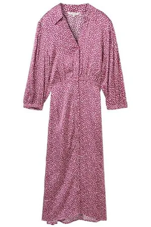 TOM TAILOR Damen Print Midi Kleid aus fließender Viskose