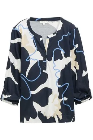 TOM TAILOR Damen Henley Langarmshirt mit Muster