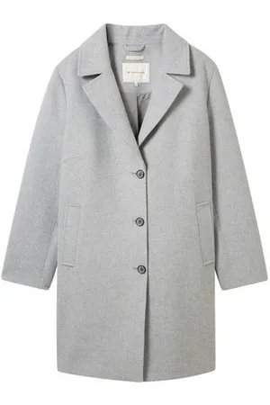 TOM TAILOR Damen Plus Size - Langer Mantel mit recycelter Wolle