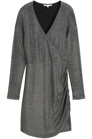TOM TAILOR Damen Glitzerndes Mini Wickelkleid