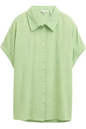 TOM TAILOR Damen Loose Fit Bluse mit Leinenanteil