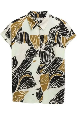 TOM TAILOR Damen Plus Size - Loose Fit Bluse mit Leinenanteil