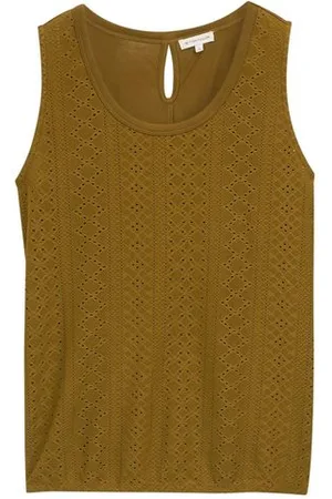 TOM TAILOR Damen Ajour Top im Material-Mix