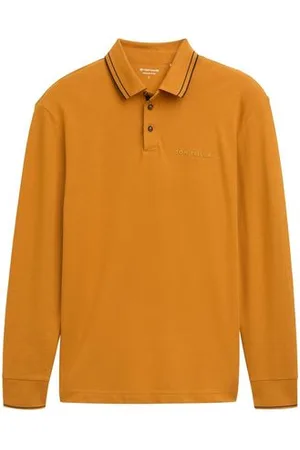 TOM TAILOR Herren Langarm Poloshirt mit Logo Print
