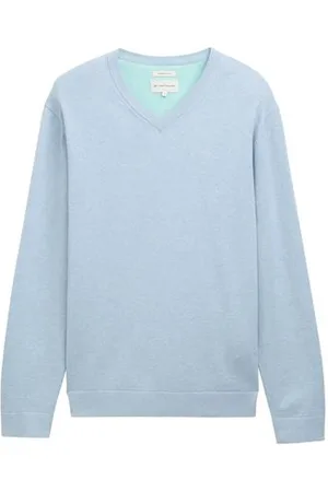 TOM TAILOR Herren Strickpullover mit V-Ausschnitt aus Baumwolle