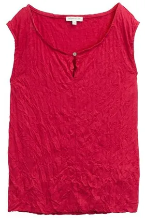 TOM TAILOR Damen Crinkle Top mit Schlitz-Detail