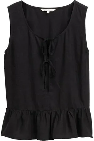 TOM TAILOR Damen Blusentop mit Leinenanteil