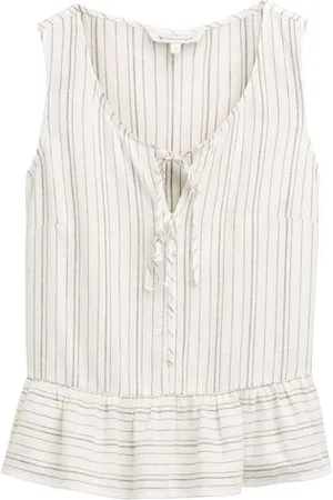 TOM TAILOR Damen Blusentop mit Leinenanteil