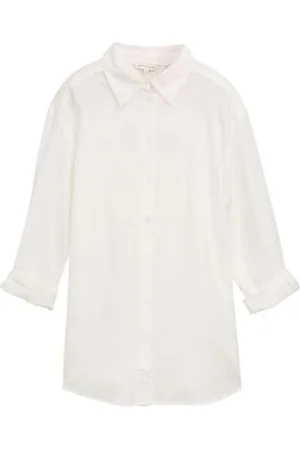 TOM TAILOR Damen Oversize Bluse mit Leinenanteil