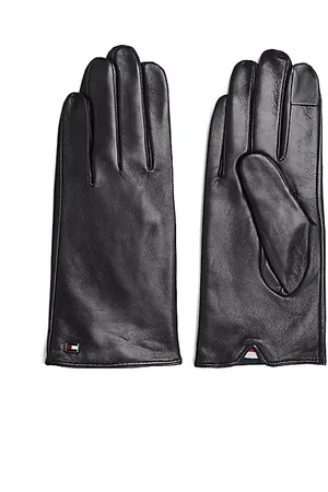 Tommy Hilfiger Essential Leder-Handschuhe mit Emaille-Flag