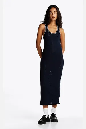 Tommy Hilfiger Slim Fit Maxi-Strickkleid mit Pointelle