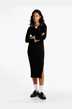 Tommy Hilfiger Geripptes Slim Fit Midi-Polokleid