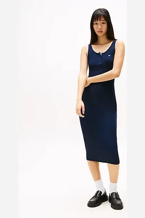 Tommy Hilfiger Geripptes Slim Fit Midi-Bodycon-Kleid