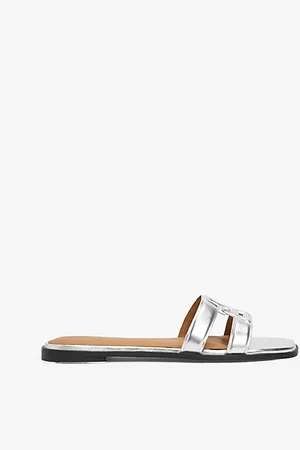 Tommy Hilfiger Leder-Pantolette mit Metallic-Finish