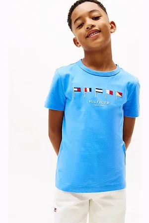 Tommy Hilfiger Rundhals-T-Shirt mit aufgestickten Flaggen