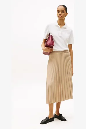 Tommy Hilfiger Midi-Faltenrock mit Logo am Taillenbund