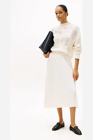 Tommy Hilfiger Midi-Faltenrock mit Logo am Taillenbund