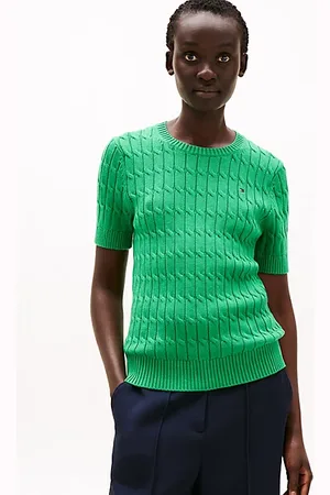 Tommy Hilfiger Kurzarm-Pullover mit Zopfstrick