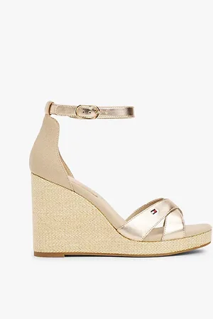Tommy Hilfiger Metallic-Espadrille-Sandale mit Keilabsatz