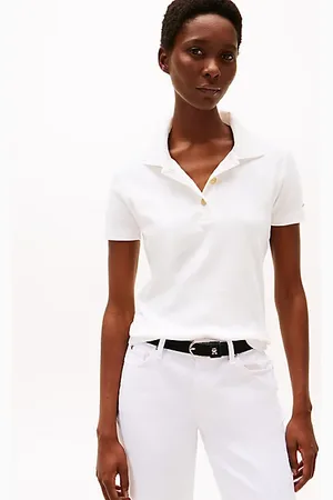 Tommy Hilfiger Poloshirt mit Goldknopf und Slim Fit