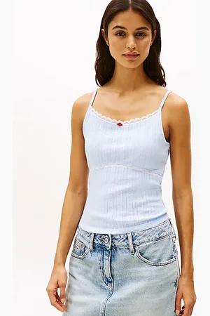 Tommy Hilfiger Pointelle-Top mit schmalen Spaghetti-Trägern