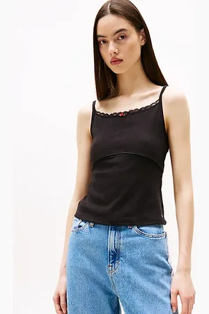 Tommy Hilfiger Pointelle-Top mit schmalen Spaghetti-Trägern