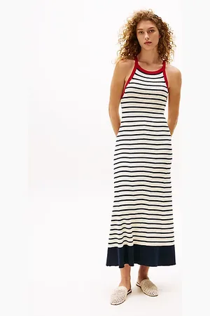 Tommy Hilfiger The Sofia Capsule gestreiftes Maxi-Strickkleid