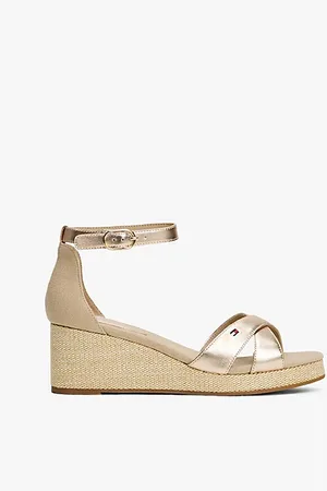 Tommy Hilfiger Metallic-Espadrille-Sandale mit Keilabsatz