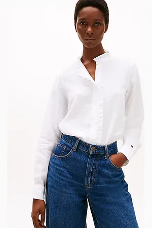 Tommy Hilfiger Relaxed Fit Bluse aus Leinen mit Rüschen