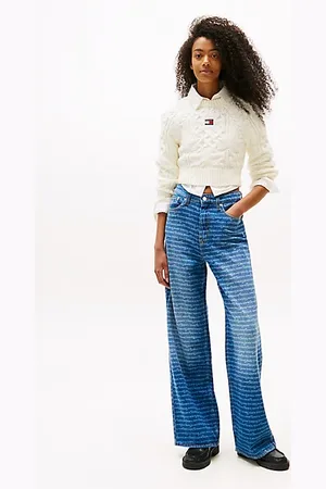Tommy Hilfiger Claire weite Bootcut Jeans mit hohem Bund und Print