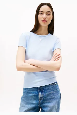 Tommy Hilfiger Geripptes Slim Fit Rundhals-T-Shirt