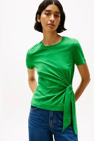 Tommy Hilfiger Rundhals-T-Shirt mit seitlichem Knoten