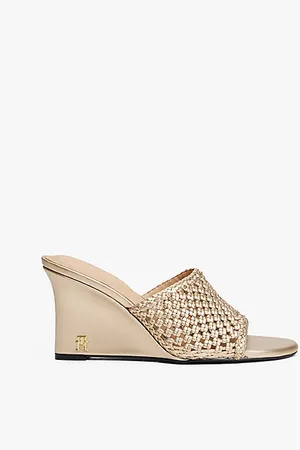 Tommy Hilfiger Leder-Pantolette mit Keilabsatz