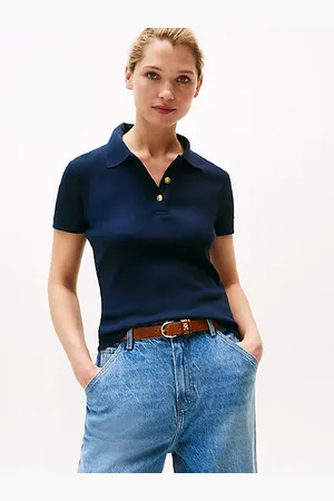 Tommy Hilfiger Poloshirt mit Goldknopf und Slim Fit