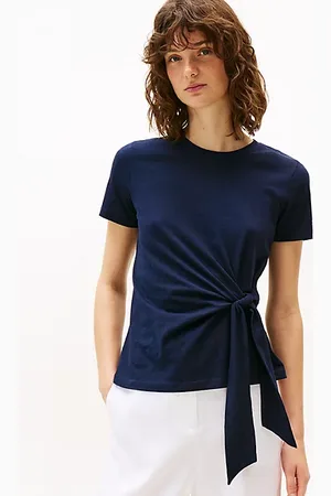 Tommy Hilfiger Rundhals-T-Shirt mit seitlichem Knoten