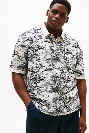 Tommy Hilfiger Plus Poloshirt mit Leinen und Print