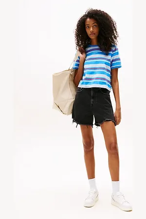 Tommy Hilfiger Schwarze Mom Fit Shorts im Used-Look