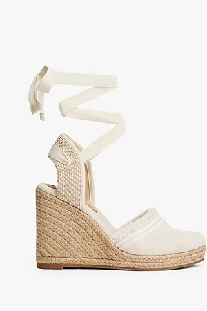 Tommy Hilfiger Canvas-Espadrille mit Keilabsatz und Fransen