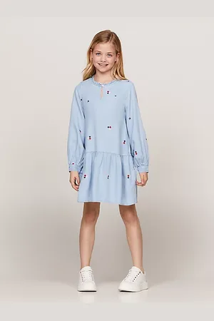 Tommy Hilfiger Fit-and-Flare-Kleid mit aufgestickten Blumen